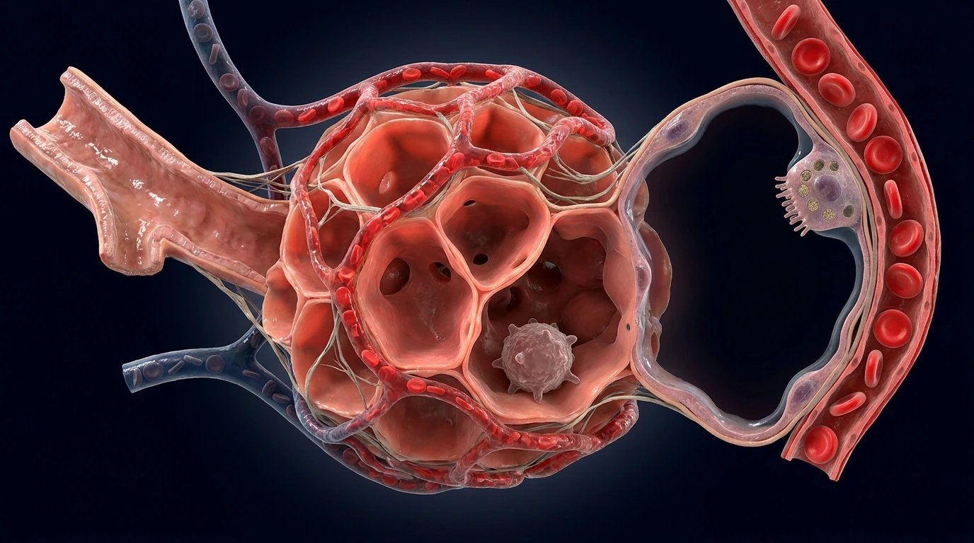 Alvéolo pulmonar y membrana alvéolo-capilar