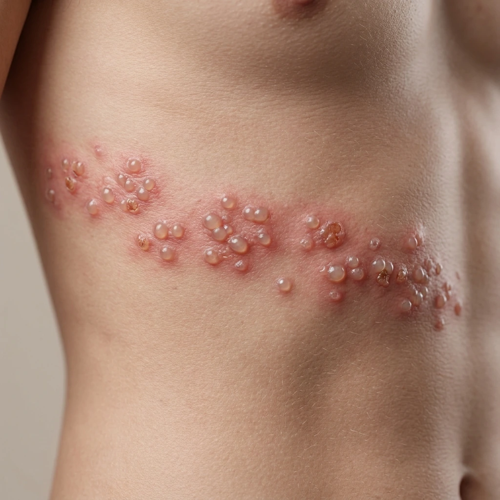 Herpes zóster con distribución por dermatoma