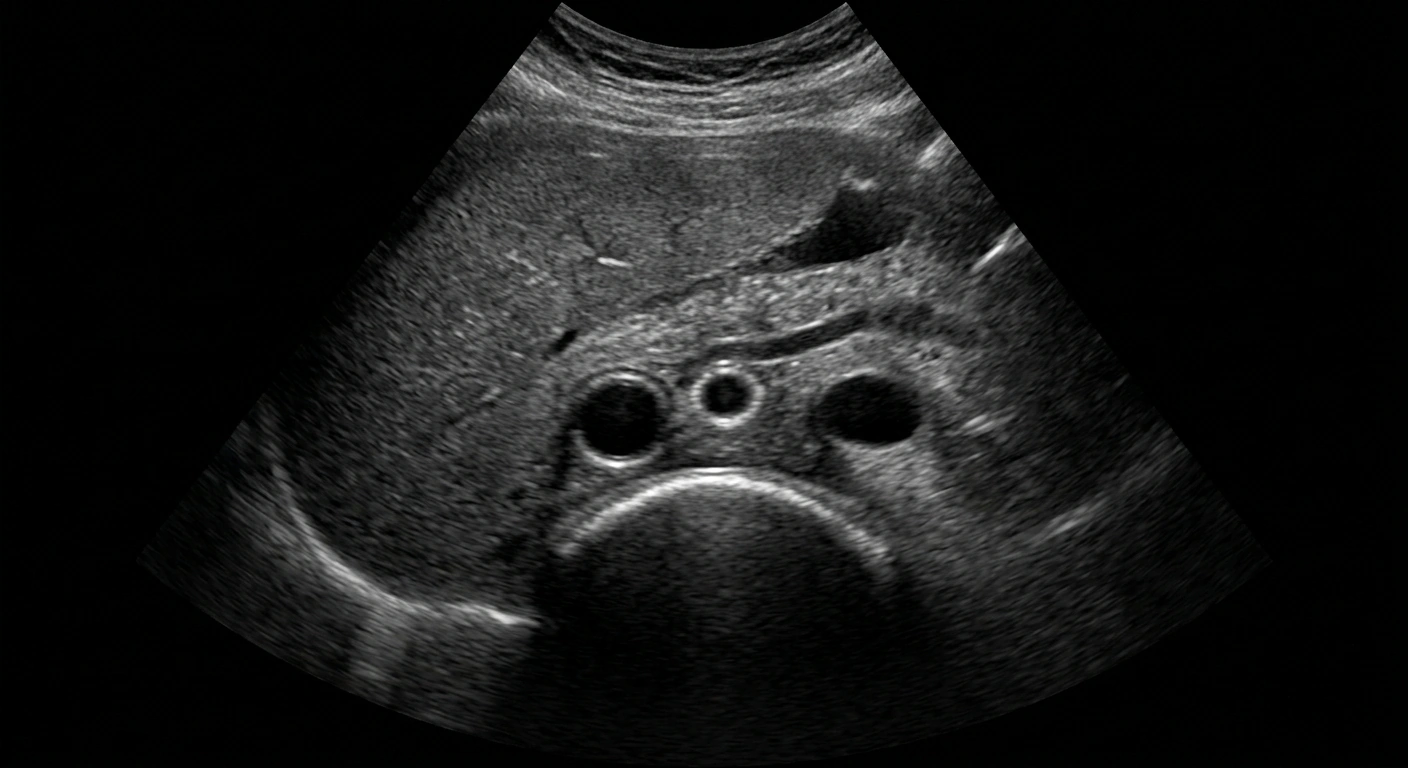 Ecografía: Aorta abdominal, corte transversal del epigastrio