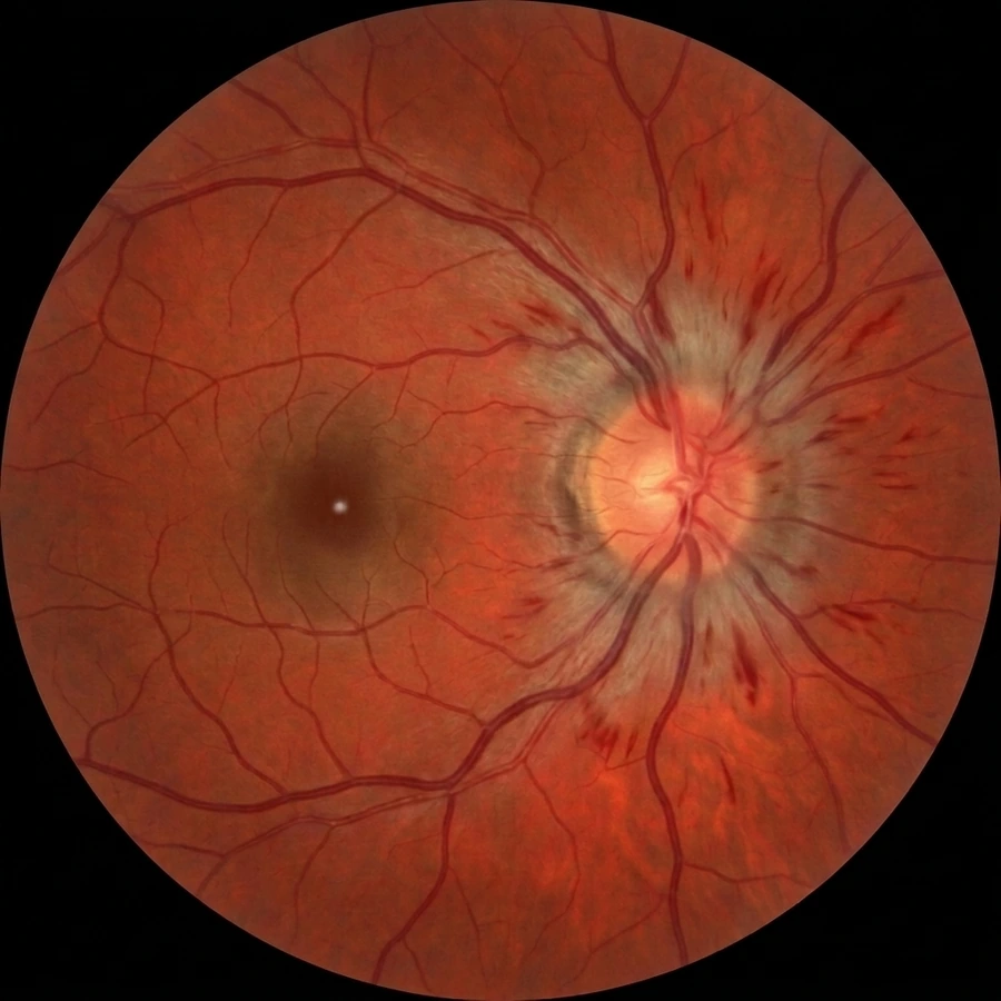 Papiledema en el fondo de ojo