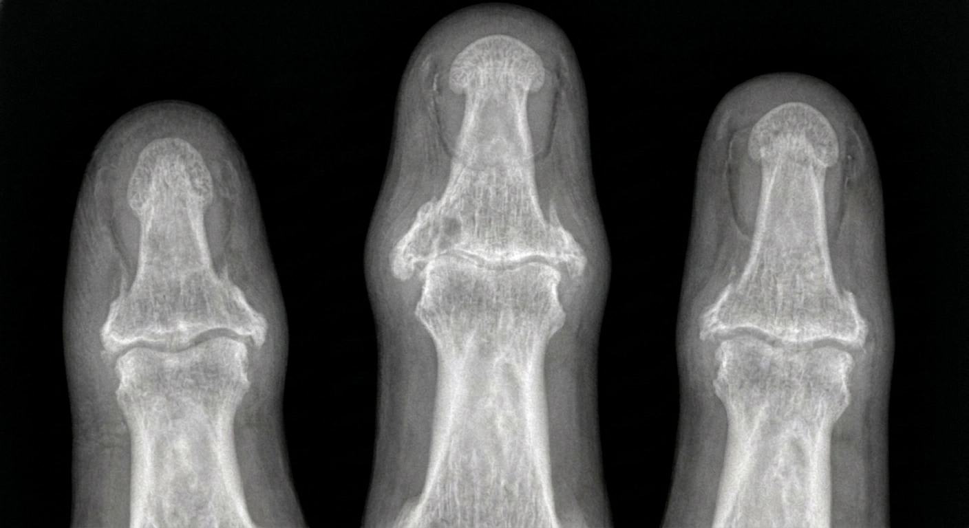 Radiografía ósea: Interfalángicas distales artrósicas (detalle)