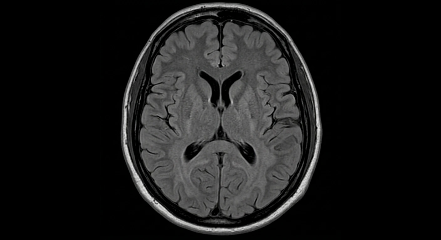 Resonancia magnética: RM craneal axial normal · FLAIR (líquido anulado y negro, corteza más clara que la sustancia blanca)