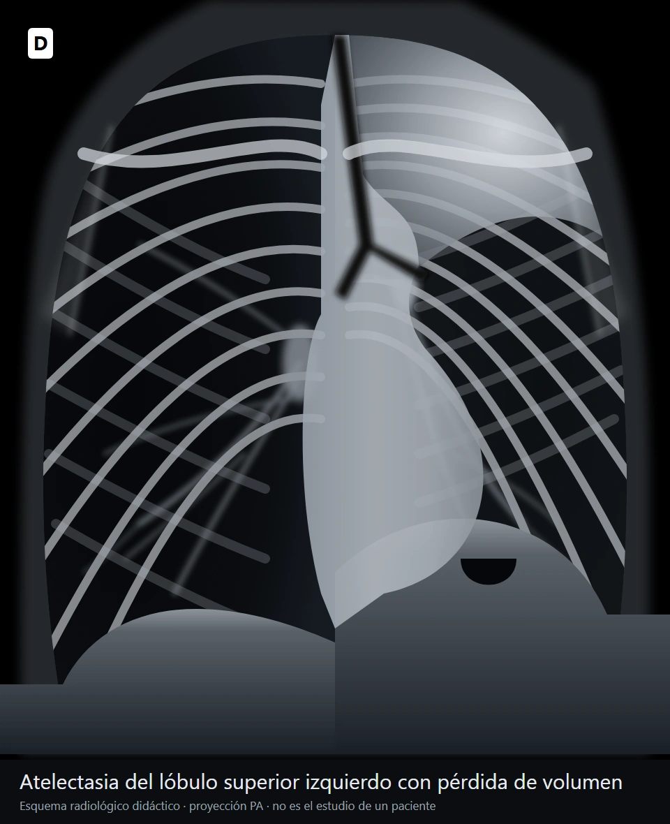 Atelectasia en radiografía de tórax