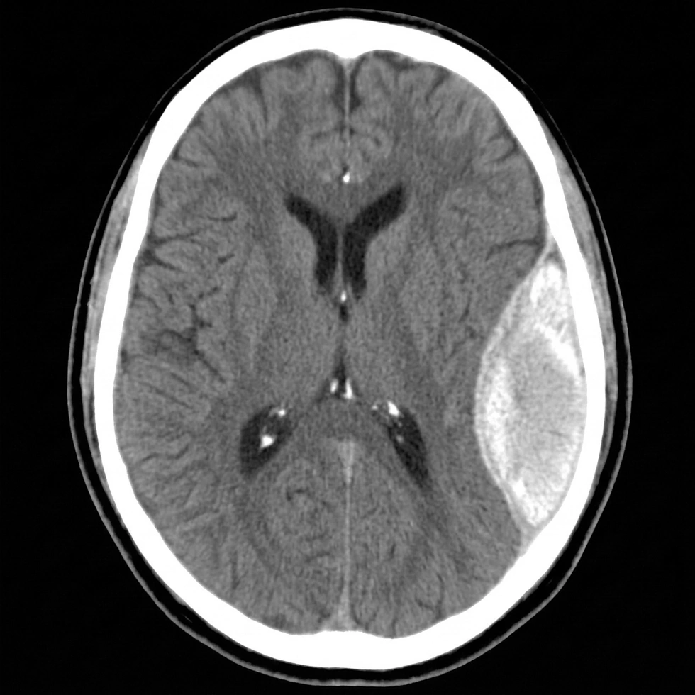Hematoma epidural en TAC de cráneo
